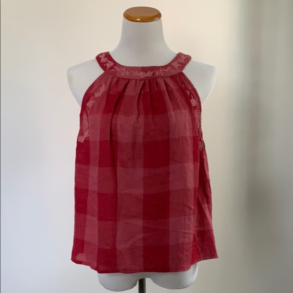Listicle red embroidered blouse size small